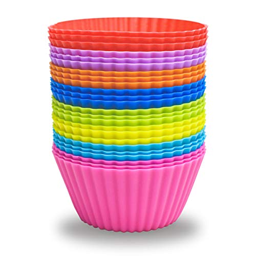 24 Pack Silicone Baking Cups Reusable Muffin Liners Non (24 Count)