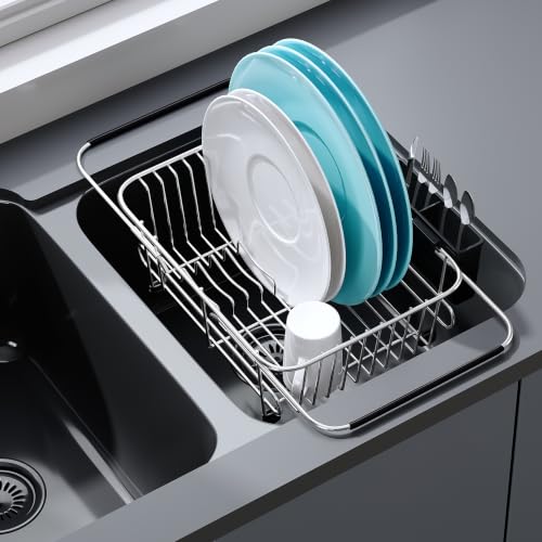 Sink Small Dish Drying Rack with Utensil Holder