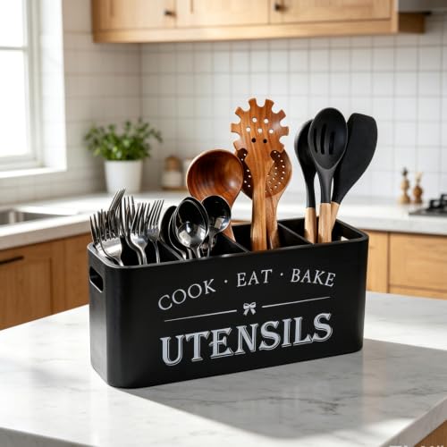 Wooden Kitchen Utensil Holder Organizer for Counter or Countertop
