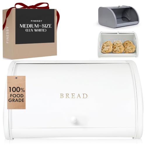 White Bread Box for Kitchen Countertop Airtight