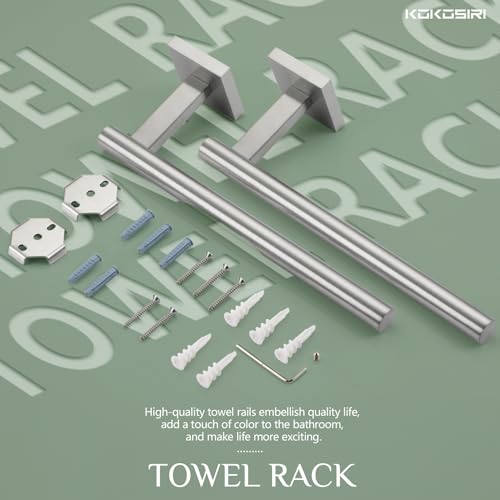 Towel Holder Brushed Nickel Bathroom Accessory Hand Towel Bars Wall Mounted Kitchen Cabinet Paper Holder Stainless Steel 2 Pack