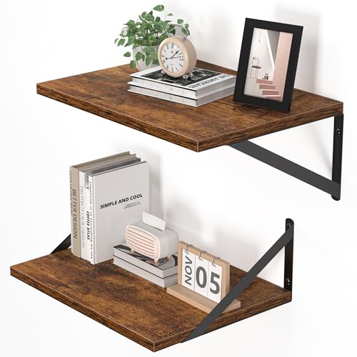 16W x 12D Deep Floating Shelves Set of 2 Rustic Brown (2 Count)