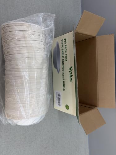 200 Pack 12 OZ Compostable Paper Bowls (200 Count)