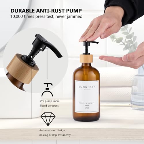 Amber Glass Soap Dispenser (2 Count)