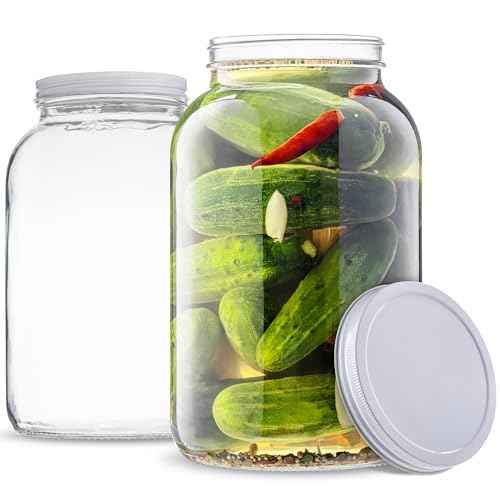 Set of 3 One Gallon Large Glass Jar with Lid (3 Count)