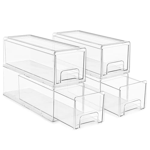 Clear Storage Drawers for Refrigerator & Pantry (4 Count)