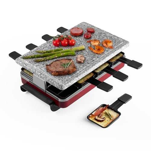 KF 77045 Classic 8 Person Raclette Party Grill with Granite Stone Grill Top