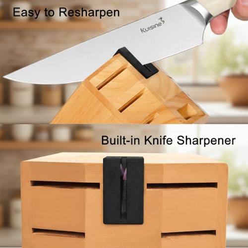 Upgraded Knife Set High Carbon Stainless Steel Super Sharp Blade Ergonomic Rivet Handle (15 Count)