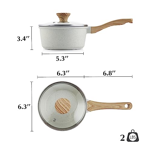 Ceramic Nonstick Saucepan with Lid 1.5QT