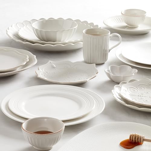French Perle White Stoneware Dinnerware Set with All (12 Count)