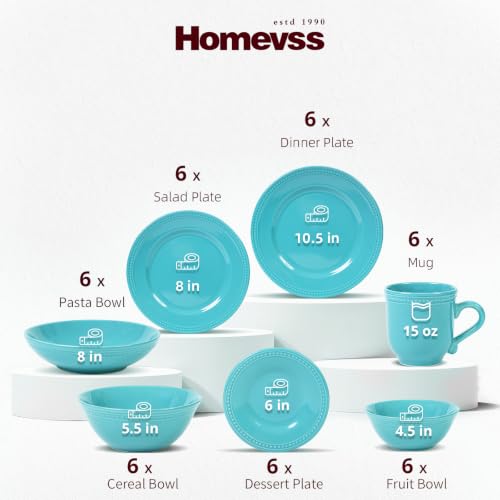 HomeVSS 42 Pc Pearl Dots Stoneware Dinnerware Set