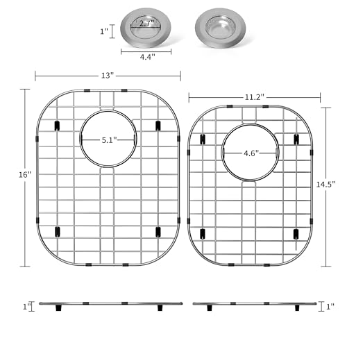 2Pack Stainless Steel Sink Protector Grid 13"x16" and 11.2"x14.5"