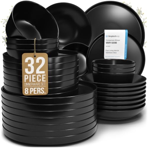 32 Piece Black Dinnerware Sets for 8 (32 Count)