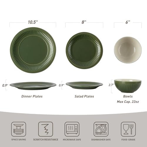 Ceramic Plates and Bowls Sets (12 Count)