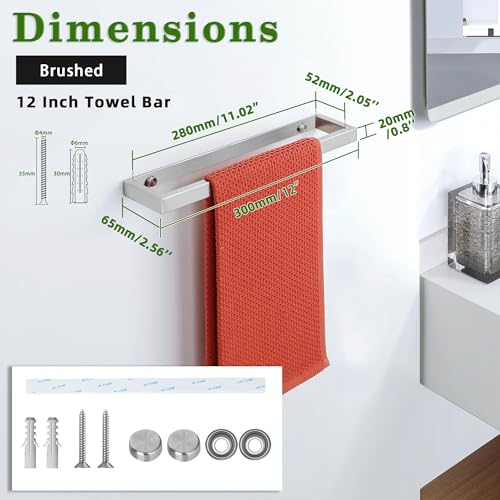 Hand Towel Holder Towel Bar for Bathroom Wall Mounted 12 Inch