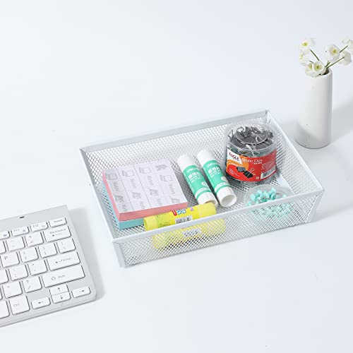 Mesh Tray Kitchen Drawer Utensil Cutlery Tray Office Supplies with Inter (4 Count)