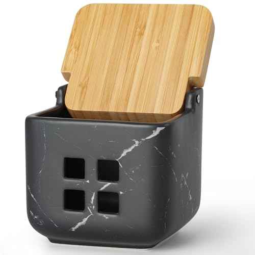 Ceramic Garlic Keeper with Bamboo Lid