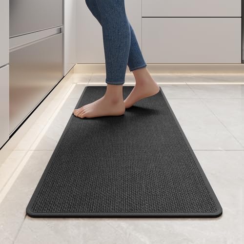 Kitchen Rugs Kitchen Mats for Floor Non Slip Washable Black 17"x47"