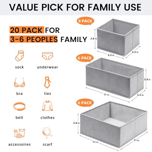 FAMILY PACK】Drawer Organizer Clothes (20 Count)