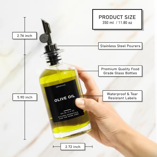Clear Glass Olive Oil Dispenser Bottles For Kitchen (2 Count)