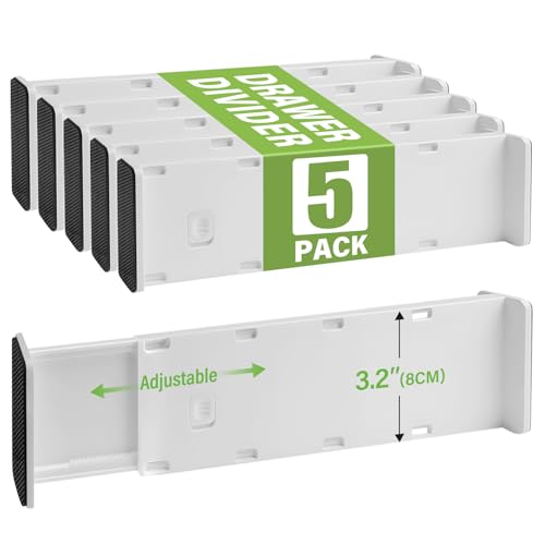5 Pack Drawer Dividers 3.2" High Slim Organizers Expandable 10.8