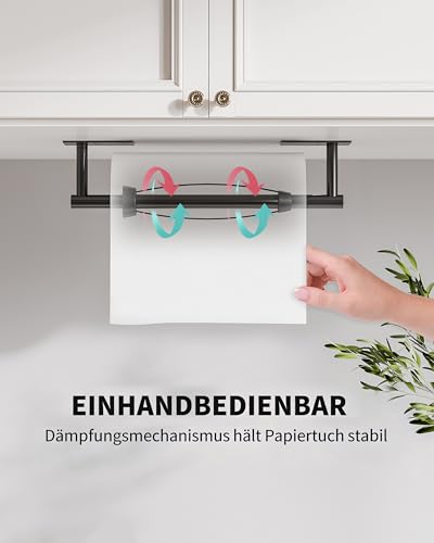 Black Paper Towel Holder Under Cabinet with Damping Self Adhesive