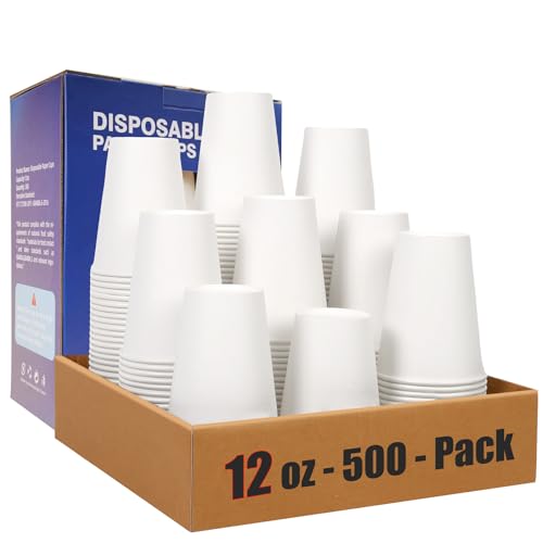 Disposable Paper Coffee Cups 12 oz 500 Count Bulk