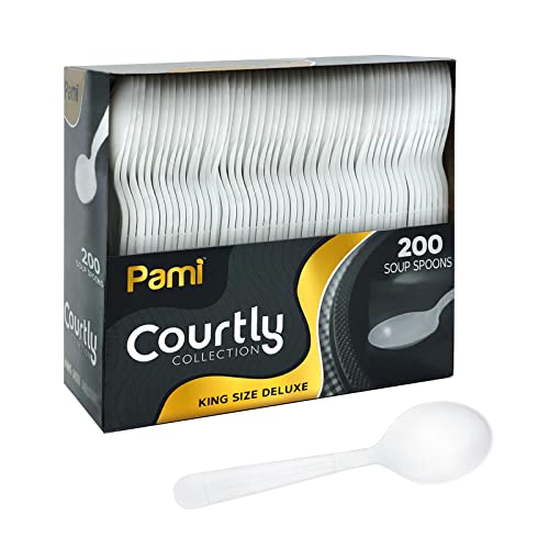 Heavy Weight Disposable Plastic Soup Spoons (200 Count)