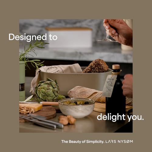 Bread Box I Metal Box for long lasting freshness I Bread Bin with bamboo lid usable as cutting board I 13.8x7.7x5.3 In