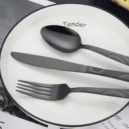 30 Piece Black Silverware Set for 6 (30 Count)
