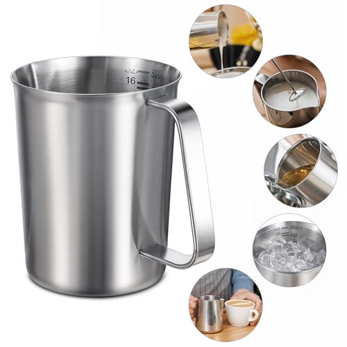 2 Pcs Stainless Steel Measuring Cup with Handle and Pour Lip (2 Count)
