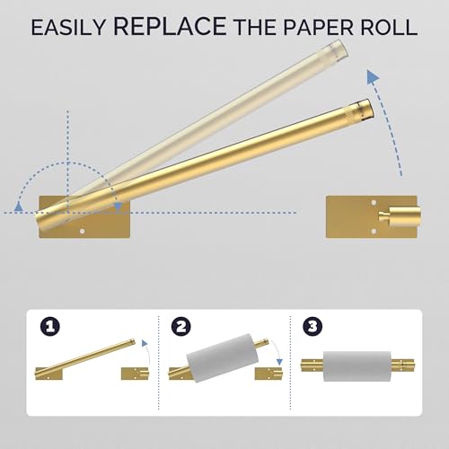 Gold Paper Towel Holder Under Cabinet Self Adhesive or Wall Mount