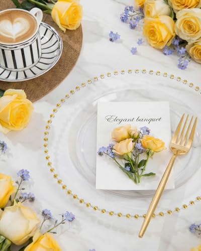 180pcs Clear Gold Plastic Dinnerware Set for Wedding Party (180 Count)