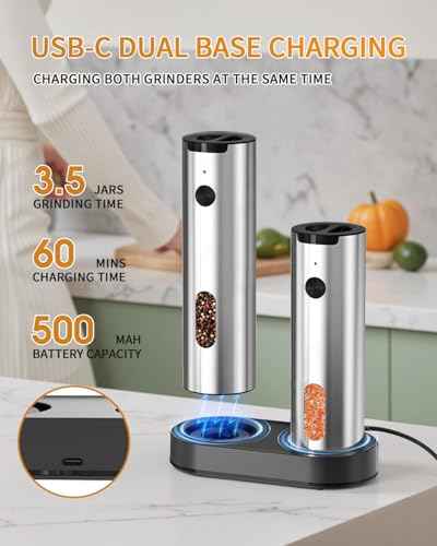 Electric Salt and Pepper Grinder Set