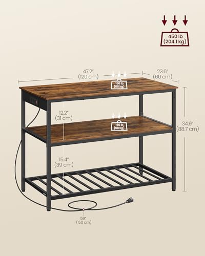 Kitchen Island with 3 Shelves