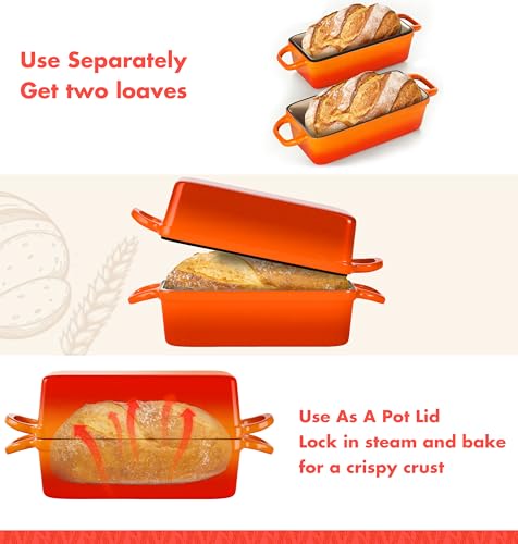 2 IN 1 Cast Iron Bread Loaf Pan with Lid