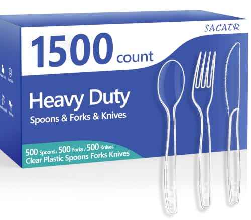 1500 Count Clear Plastic Silverware Heavy Duty