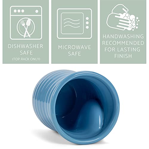 Ribbed 14 ounce Ceramic Stoneware Handwarmer Mugs Set of 4 (4 Count)