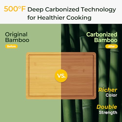 Charcuterie Board Carbonized Bamboo XL With Built
