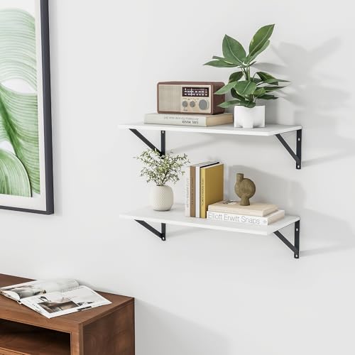 24W x 12D Deep Floating Shelves Set of 2 White