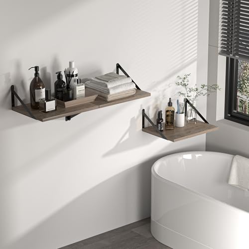 16W x 12D Deep Floating Shelves Set of 2 Grey (2 Count)