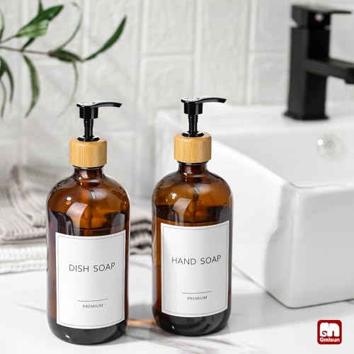 Amber Glass Soap Dispenser (2 Count)