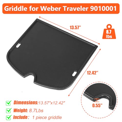 7034 Cast Iron Griddle for Weber Traveler 9010001 Gas Grill