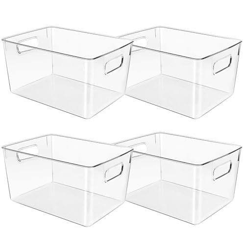 Clear Plastic Storage Bins (4 Count)