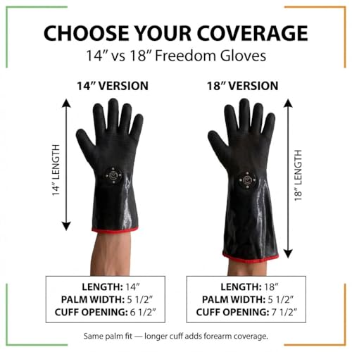 Freedom BBQ Gloves 932°F Heat Rated Magnetic EZ On Off Safety Clips Waterproof for Grills Smokers Fryers Ovens