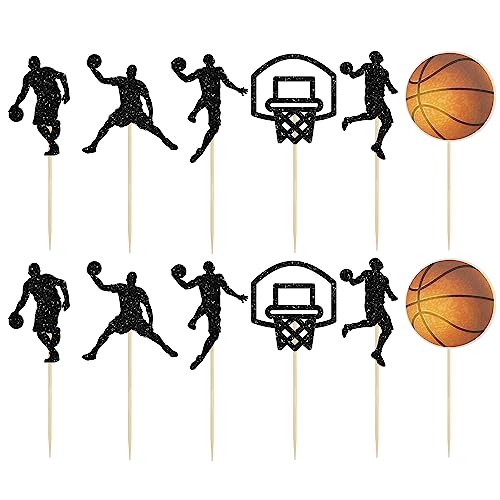 24Pcs Basketball Cupcake Toppers Star Sports Fan Basketball Backboard Cupcake Picks Baby Shower Players Sports Theme Birthday Party Cake Decorations Supplies (24 Count)