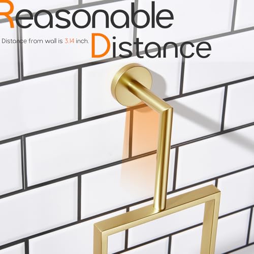Towel Rings for Bathroom Wall Mounted Vertical Towel Rack Brushed Gold Stainless Steel Contemporary Hand Towels Holder Hanger