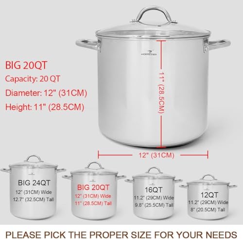 Commercial Grade LARGE STOCK POT 20 Quart With Lid