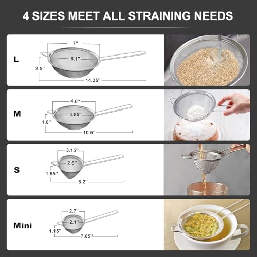 Fine Mesh Strainer 4PCS (4 Count)