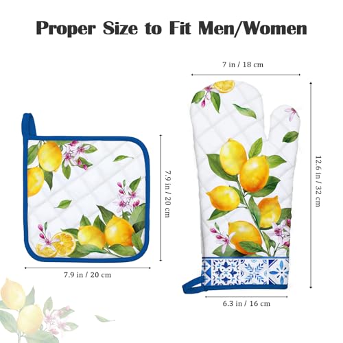 Summer Lemon Oven Mitts and Pot Holders Set (4 Count)